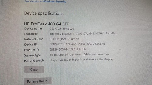 HP ProDesk 400 G4 Quad-Core i5-7500 3.4GHz 16GB RAM 1TB HDD Win10Pro - Afbeelding 4 van 9