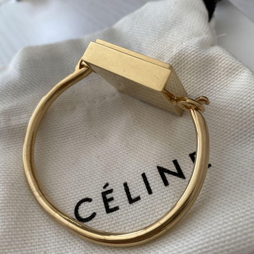 CELINE Gold Bracelet Toggle Design Minimalist Accessory with Dust Bag USED F/S - Picture 6 of 7