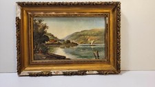 Quadro Pittura HSP " Lago Di Thun Blausée " Svizzera 1891