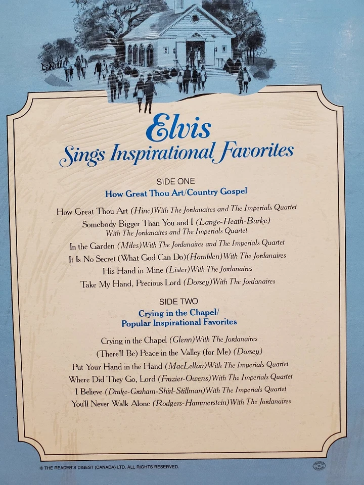 ELVIS PRESLEY "ELVIS SINGS INSPIRATIONAL FAVORITES"-78 LP VINYL RECORD-1984-RCA - Image 3 of 4