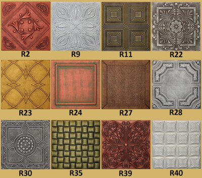  Antique Decorative Texture Ceiling Tiles Glue UP - 20x20  Different Colors SALE