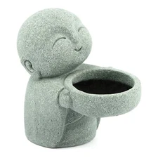 JIANWEI Buddha Sandstone Statues, Feng Shui Praying Statue Buddha Candle Hold...