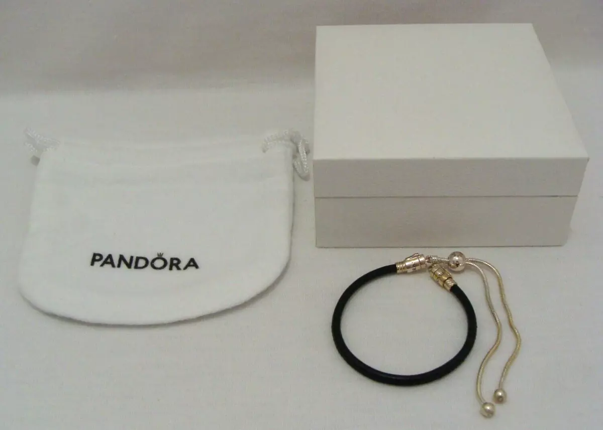 Pandora black leather slider bracelet deals