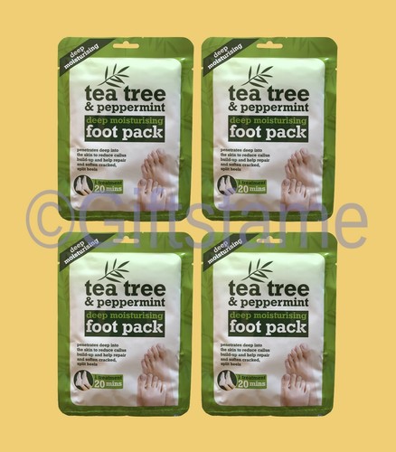 1-4 packs Tea Tree Oil & Peppermint Deep Moisturising Foot Feet treatment masks - Picture 5 of 5
