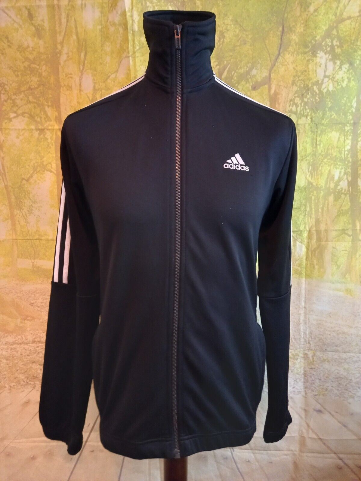 adidas black full zip tracksuit jacket for men UK size small