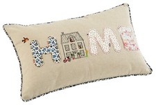 CUSHION COVER HOME APPLIQUE BEIGE PATCHWORK SHABBY CHIC PIPED DECORATIVE SCATTER