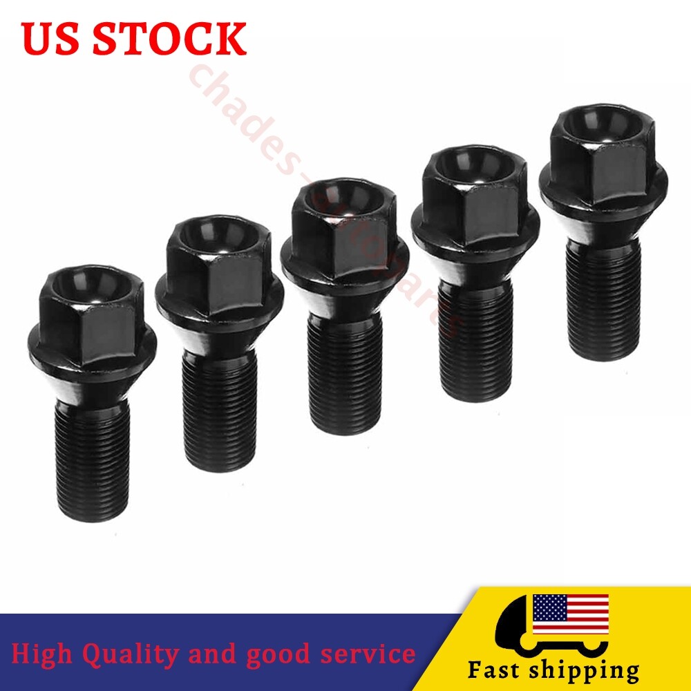 Set of 5 New Black Lug Bolts Nuts For BMW 320i 650i 328i 520i Sport