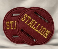 1 X  8cm Burgundy & Gold Stallion Showing Bridle Disc Cob Welsh B Fell Dales