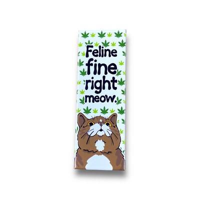 420 Brown Tabby Cat Magnet Funny Pet Portrait Art Decor Gift Handmade 1.5x4.5''