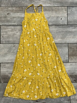 Old Navy Girls Maxi Dress Yellow Floral Size [14-16] Sleeveless Summer Boho  | eBay