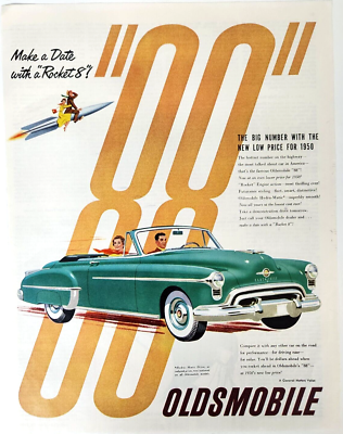 Oldsmobile Rocket 88 Convertible Vintage 1950 Car Ad Magazine