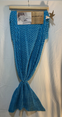  Ariel Mermaid Tail Blanket Sea Glass Aqua Marine Crochet Cable Knit NWT