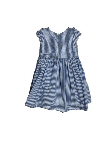 Laura Ashley Girls Toddler Dress Size 3T Blue White Stripe Cotton Tie Removed - Picture 2 of 10