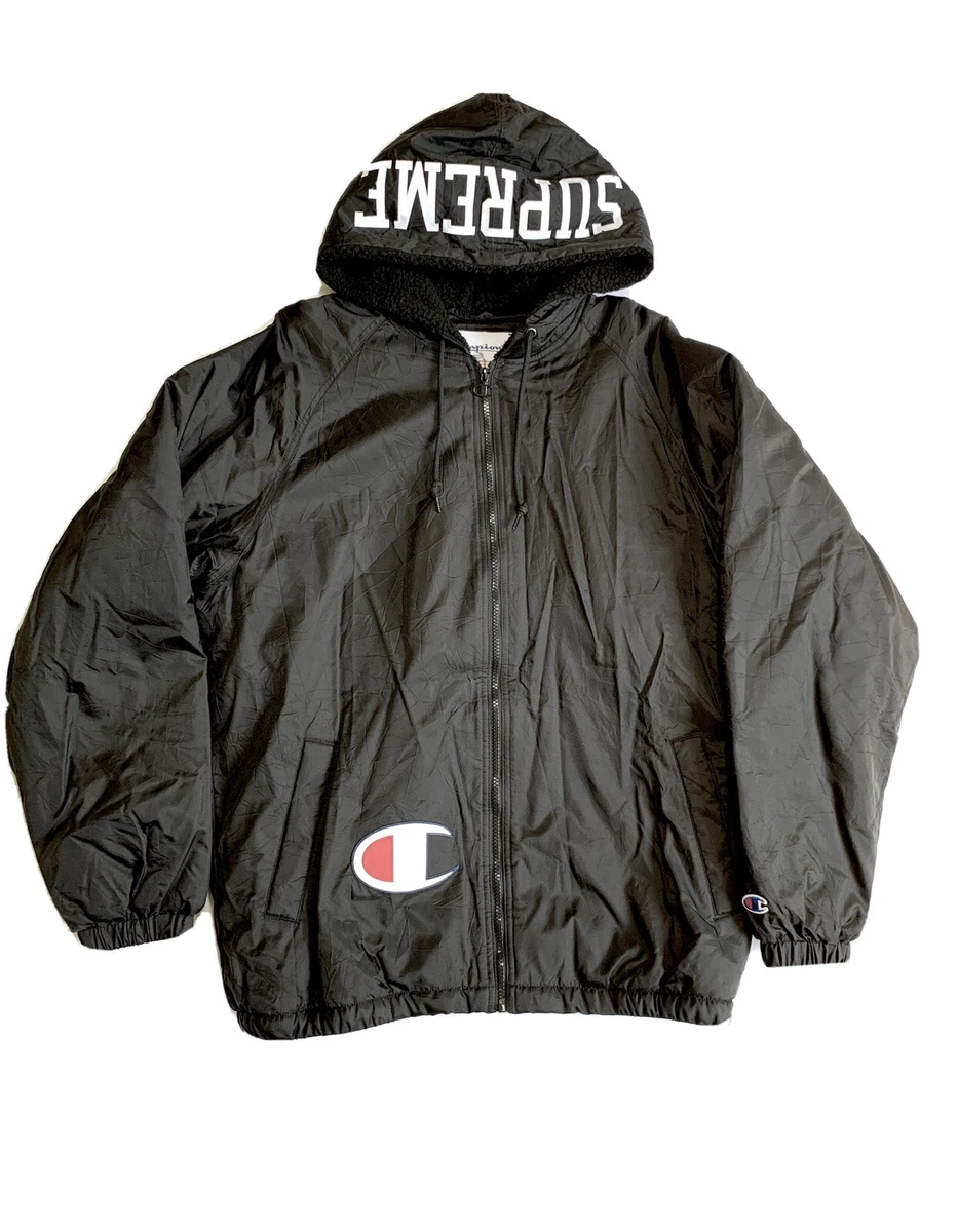 Supreme Champion Sherpa Lined Hooded Jacket Black   eBay