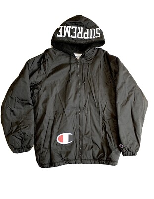 Supreme Champion Sherpa Hooded Jacket Black | eBay