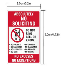 No Soliciting junk mail Sign for  Home Front Door Warning Sticker cold calling