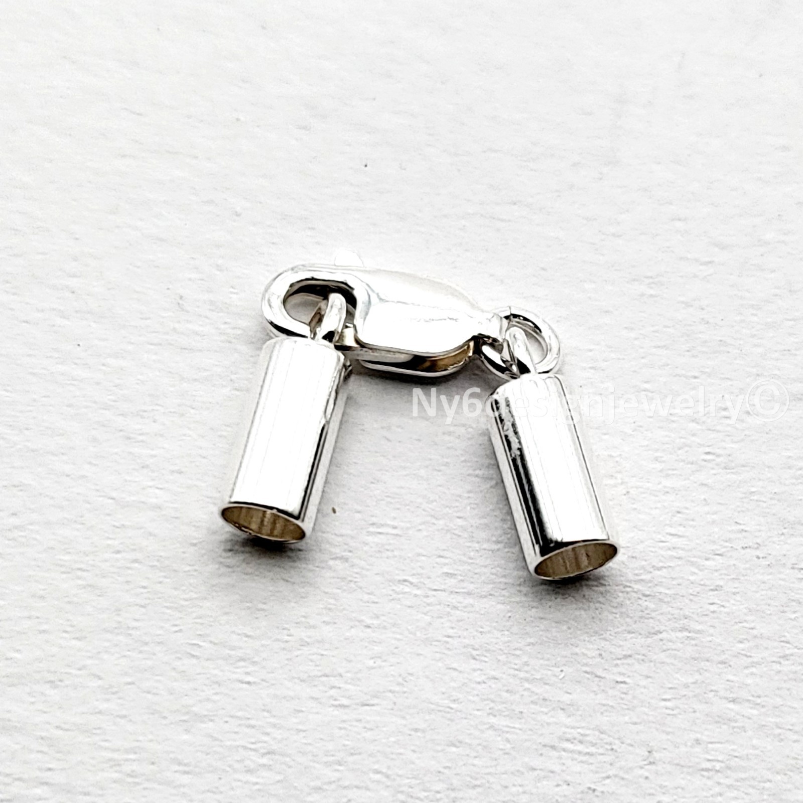 925 Sterling Silver 3mm Leather Cord End Cap w/ Lobster Clasp – Jewelry Findings