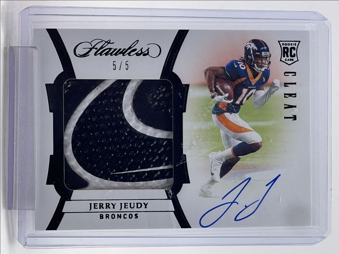 JERRY JEUDY 2020 FLAWLESS RPA ROOKIE CLEAT PATCH BRONCOS RC AUTO 5/5 Q0234