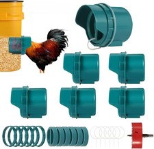 No Waste Chicken Feeder Port Large, DIY Automatic Poultry Kit Green