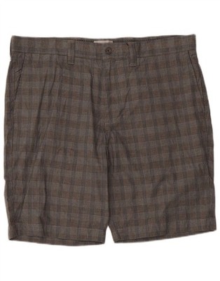 Marks & Spencer Mens Chino Shorts W36 Large Grey Check Cotton BR03