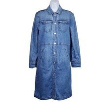 Madewell Womens Long Sleeve Blue Sturgiss Wash Denim Snap Shirtdress Size 4