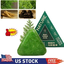 Usman-Grass Cypress Leaf Shampoo Bar Nature Triangle Shampoo Soap Deep Cleansing