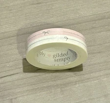 NEW Simply Gilded Pink & White w/ Silver Simple Line Bows 5 mm washi tape set 2