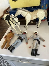 Vintage 1970's LONE RANGER Lot of 3 ACTION FIGURES + 2 HORSES Needs Repairs 