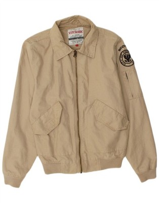 SCOTCH & SODA Herren Grafik Bomberjacke UK 36 Small Beige Baumwolle DM20