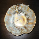Vintage Stangl Pottery Turquoise & 22 Kt Gold Apple Dish Bowl - #3785