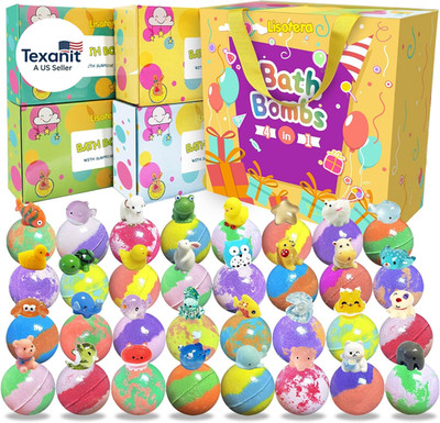 Bath Bombs for Kids with Surprise Inside, 32 Pack Kids Bath Bombs with Land & Se