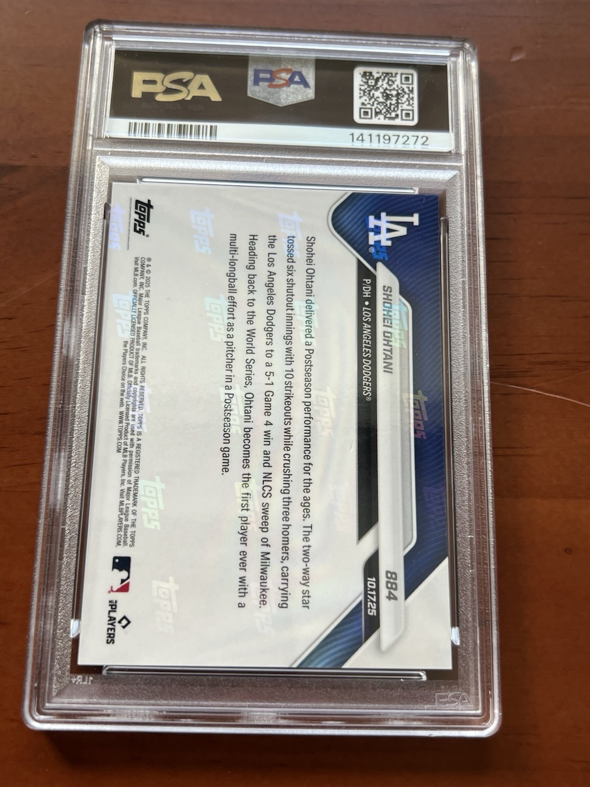 PSA 10 Shohei Ohtani #884 /253309 2025 Topps Now -10 Ks, 3 HR NLCS CHAMPS view 6