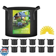 YSSOA 12-Pack 1 Gallon Grow Bags Heavy Duty Thickened Nonwoven Ae