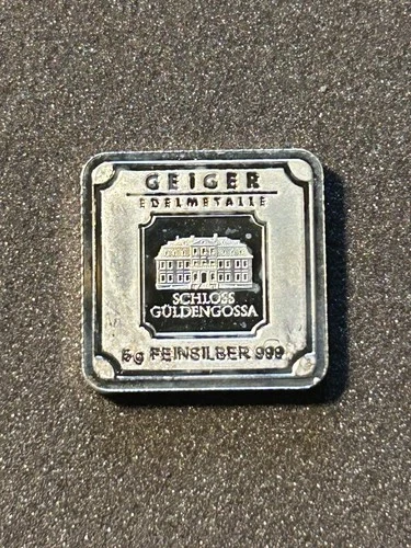 Geiger Edelmetalle Original - 5 Gram .999 Fine Silver Square In Assay / Capsule