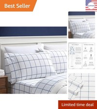 Lightweight Nautical Twin Sheet Set with Deep Pocket - Cool and Crisp in Blue