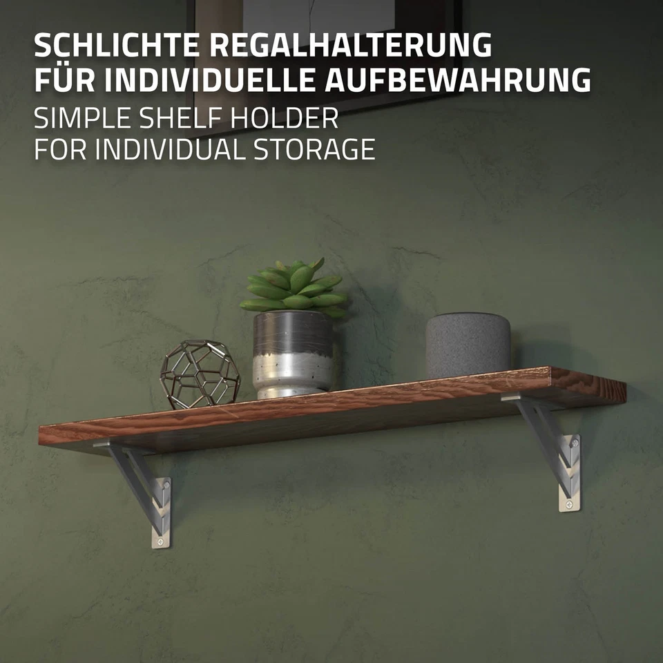 4x Soportes de estante de aluminio plateado 120x120mm para balda/repisa de pared - Imagen 4 de 4