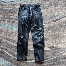 Women's Vintage 70's Montgomery Ward Black Leather Pants Sz 13/14 30 x 30 VTG