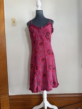 Y2K Paisley Ruffle Midi Slip Dress Romantic V Neck Modo Baby Doll Vintage 5/6