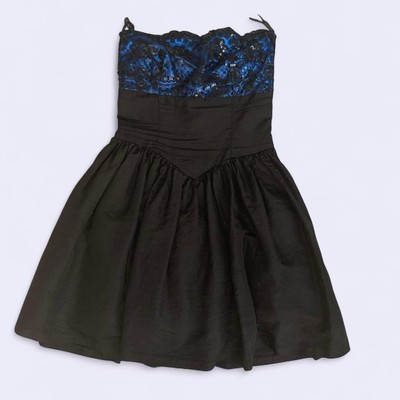 electric blue and black dress Fifer Mini Dress in Electric Blue Floral Printed Twill