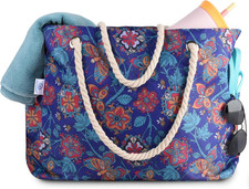 Beach Tote Bag for Women Waterproof Sandproof Large Travel Pool with Zipper