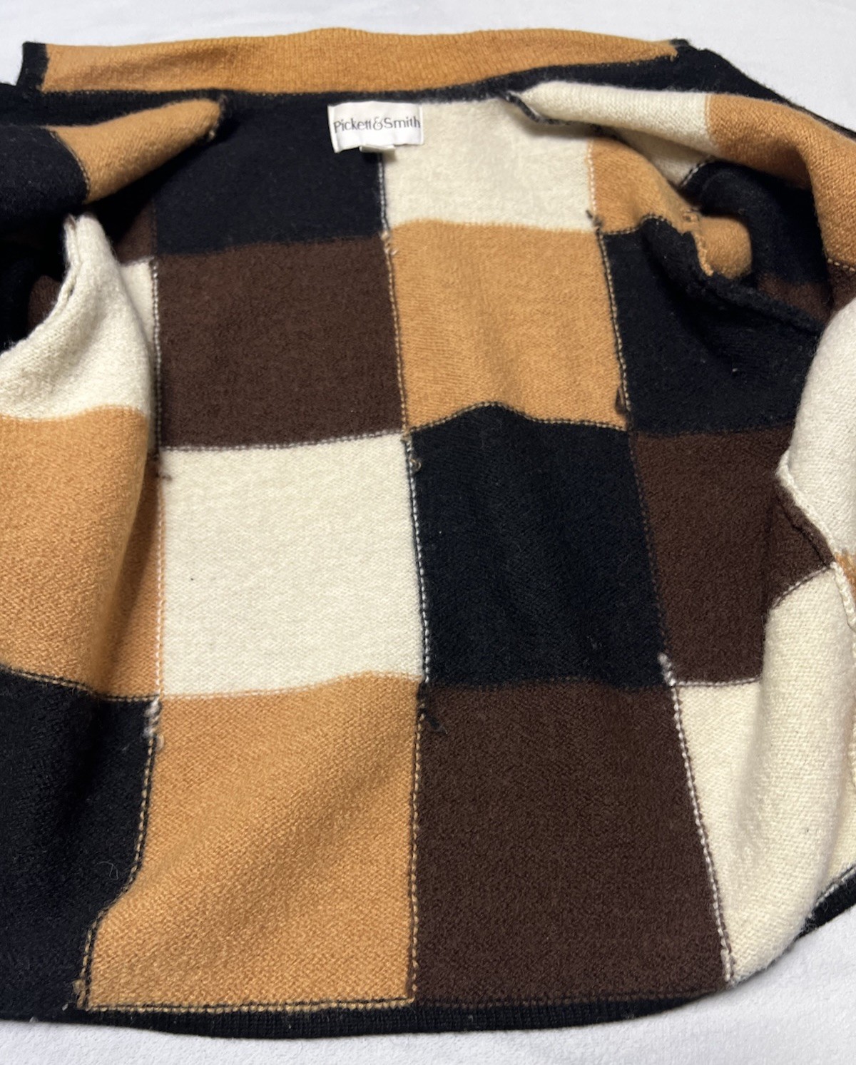 VTG Pickett & Smith Checkered Patchwork Cardigan … - image 18