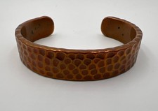 Vintage Artisan Signed Hammered Solid Copper Cuff Bracelet Thick Heavy