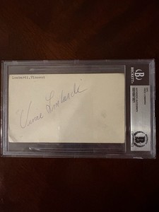 Vince Lombardi Signed Autographed Auto Index Card BAS Slabbed Beauty!