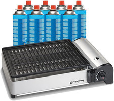 - Barbecue a Gas Portatile Da 1900 W, Griglia anti Aderenza + 8 Cartucce Gas But
