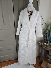 Barbizon At Home VTG 1970-80s Ivory Quilted Long Robe SZ Medium SATIN Luxury USA