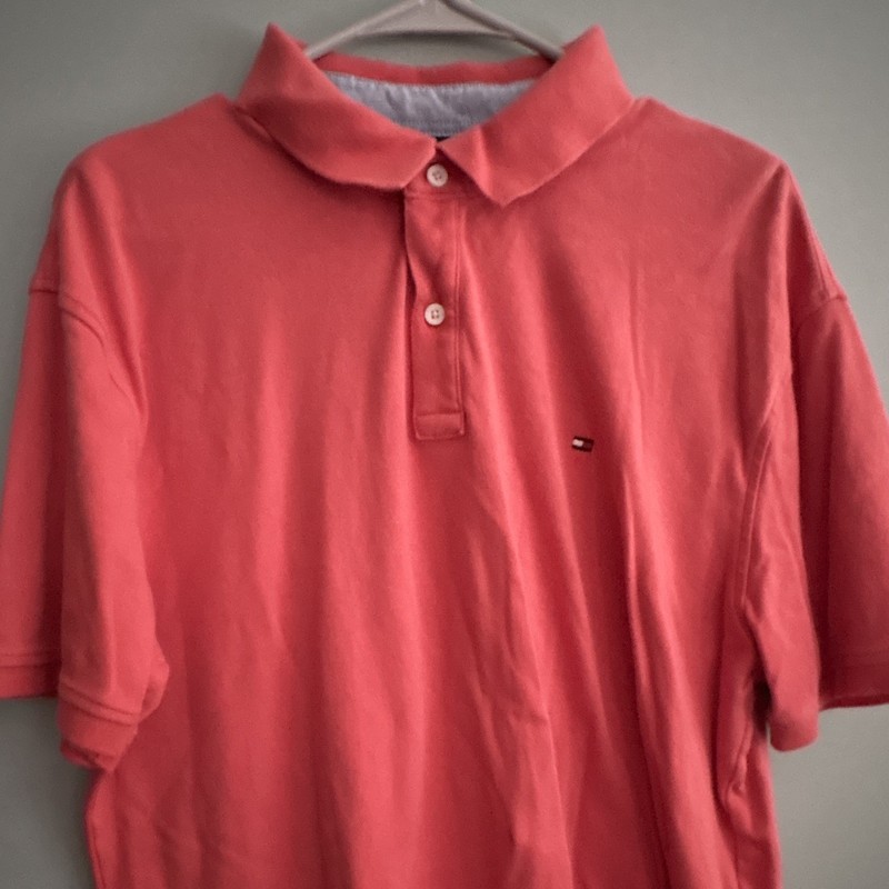 Tommy Hilfiger Custom Fit Pink Solid Short Sleeve Collared Polo Shirt Men's XL