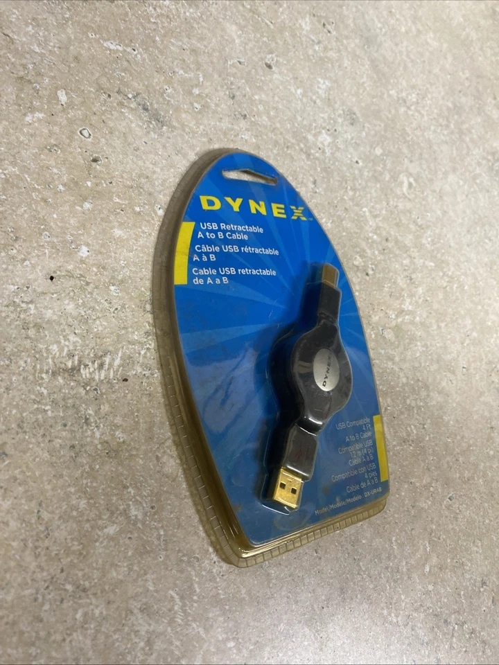 USB Retractable A to B USB Cord  4 Ft Dynex unopened package - Image 2 of 4