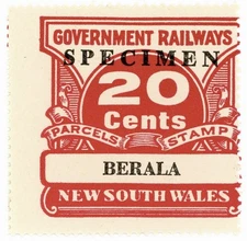 (I.B) Australia - NSW Government Railways : Parcel Stamp 20c (Berala) 1974