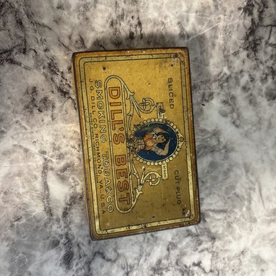 VINTAGE ADVERTISING DILL'S BEST FLAT POCKET  TIN Empty Signs Of Age