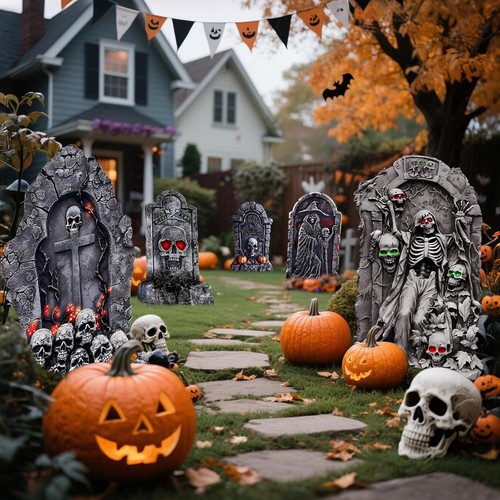 3X Halloween RIP Graveyard Tombstones Party Haunted House Decor Yard ...
